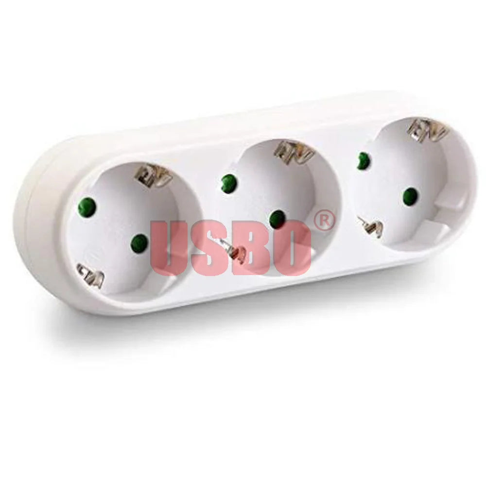 HOT！Socket Adaptor Double 1 SCHUKO/ 2 Euro Plug with Socket Standard Grounding Residential