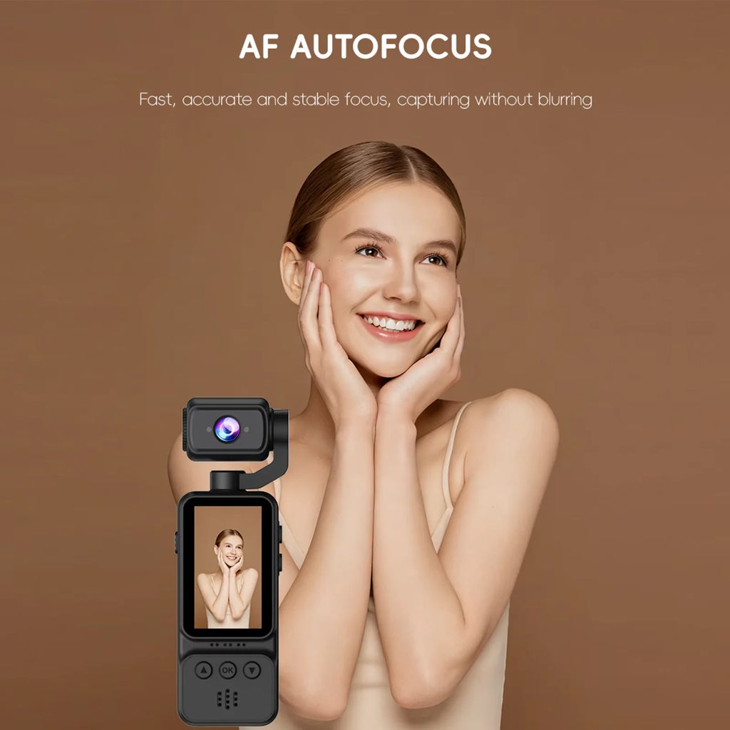 1080P HD Video Recording Camera - High Definition 180° Manual Rotation Lens Camera, Portable Rechargeable Vlog Camera