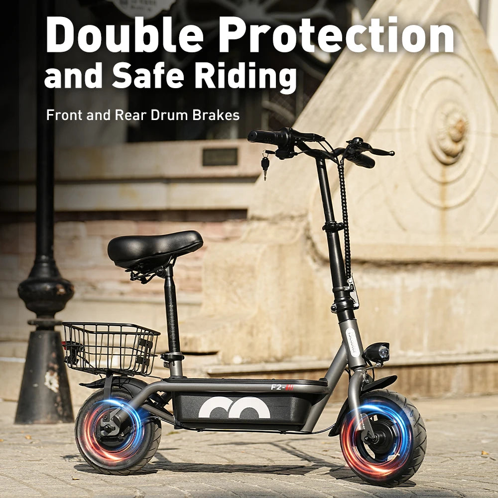 iScooter F2 Electric Scooter 500W Foldable Scooter 7.8Ah Electric Kick Scooter 30km Range 30km/h E-Scooter With Basket Daily