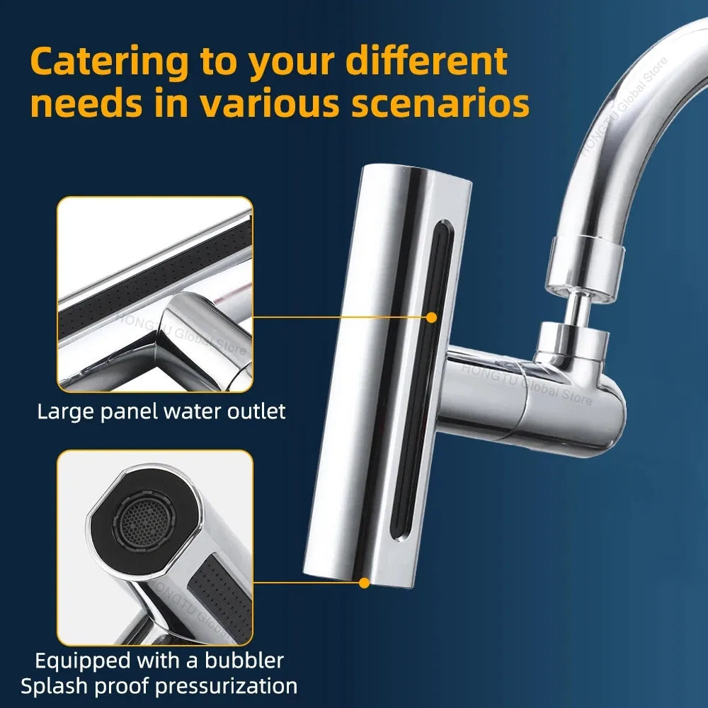 4 Mode Real Waterfall Kitchen Faucet Extension Adapter for Bathroom Basin Aucets Bubbler Nozzle Waterfall Sprayer Tap Fit Shower