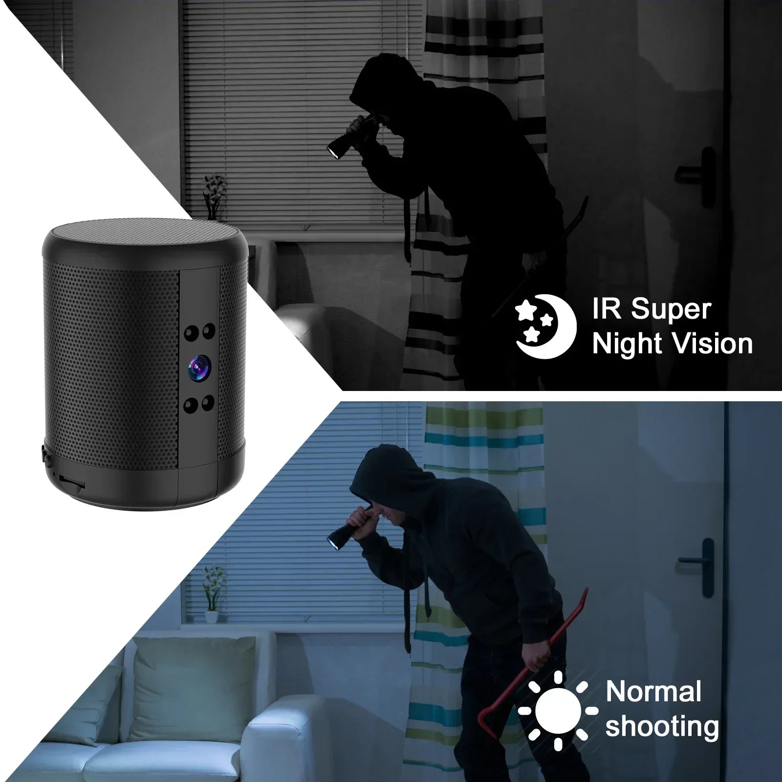 Mini Home Security Surveillance Camera, 4K HD, WiFi, Bluetooth Speaker, Two-Way Remote Intercom, Night Vision Cam,  Battery