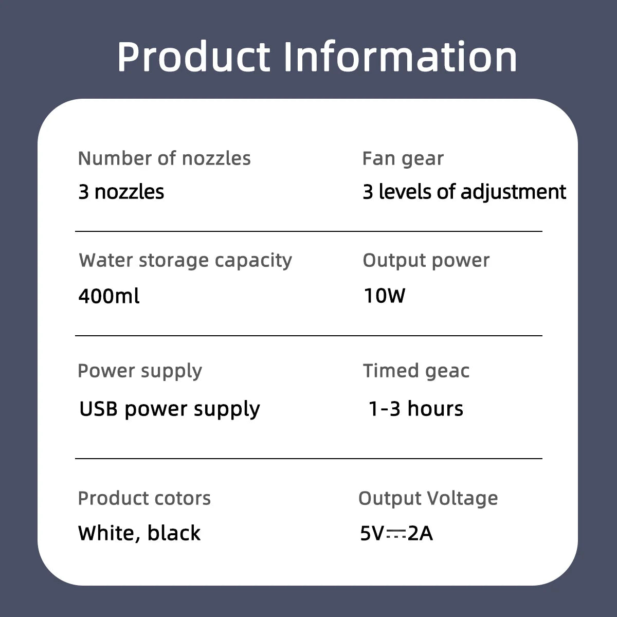 Summer Cooling Fan USB Electric Fan Portable Humidifier LED Night Light 3-in-1 Fan Air Conditioner Suitable for Home and Office