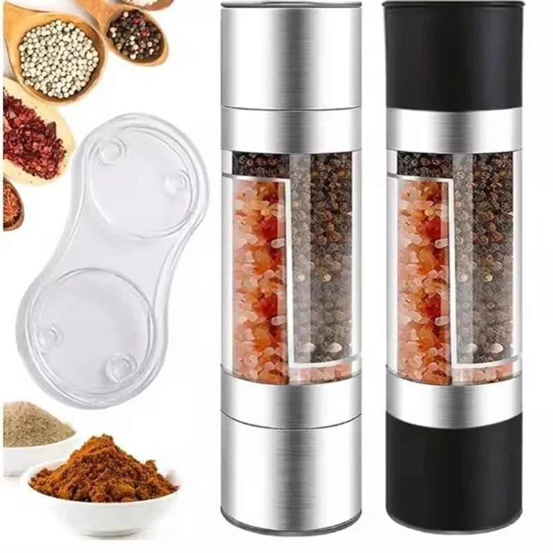 Double Head Pepper Grinder Stainless Steel Spice Bottle Pepper Mill Manual Spice Grinder Mill Household Kitchen Gadgets