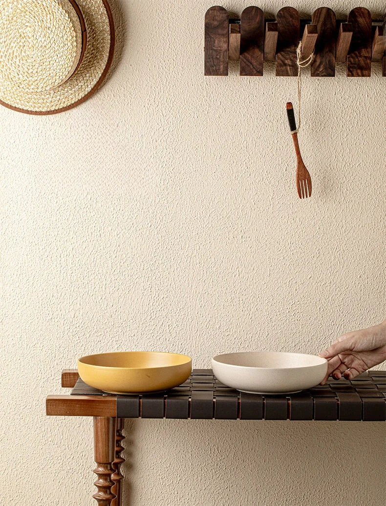 8 inches Porcelain Round Deep Bowl,Kitchen Tableware,Large Soup Salad Bowls,Dinner Plate,Microwave,Dishwasher,Safe,Dinnerware