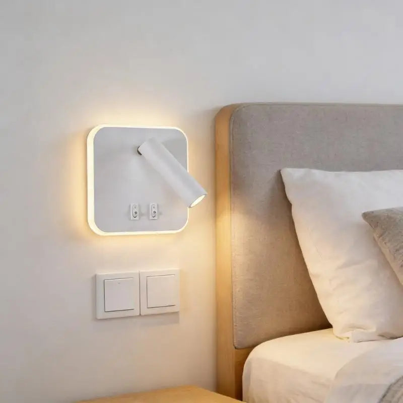 Modern Wall Lamp with Adjustable Light Mode and USB Port Bedroom Wall Lights for Home Decorating and Night Reading M4YD
