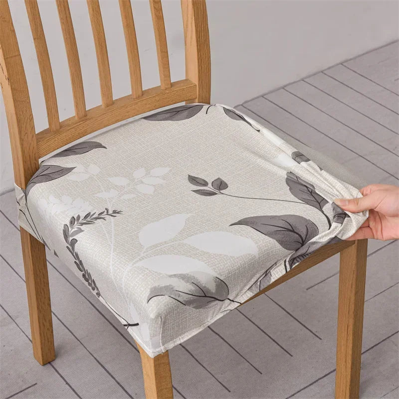 1PC Stretch Dining Chair Cover Printed Chair Seat Covers Removable Upholstered Chair Cushion Covers Home Decor