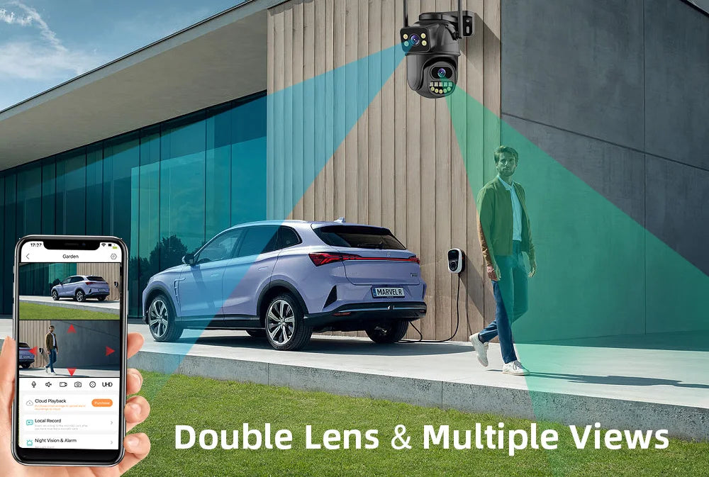 4K 8MP Security Camera 5X Zoom Dual Lens Dual Screen Outdoor WiFi Home Protection 6MP IP PTZ CCTV Video Surveillance Camera