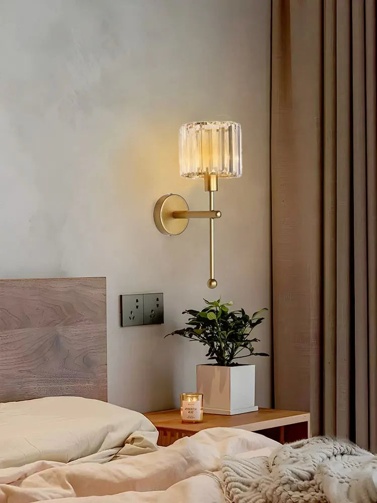 Modern LED wall light luxury transparent crystal wall light, no wiring and rechargeable, living room corridor lighting fixtures,