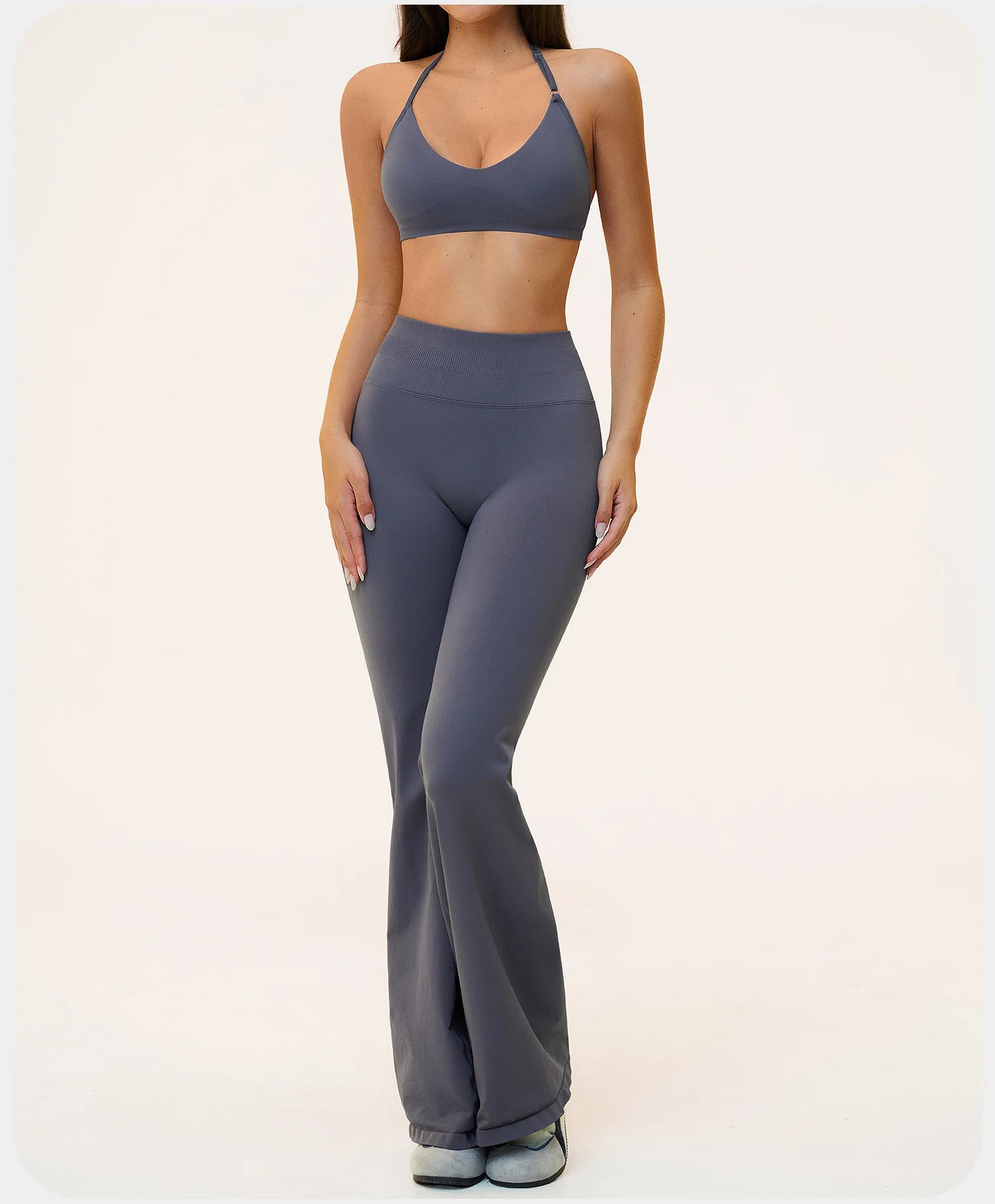 Seamless Yoga Suit 2PCS Women Tracksuit Sports Outfits Gym Workout Clothes Breathable Sports Bra Flared Pants Suit Yoga Clothing