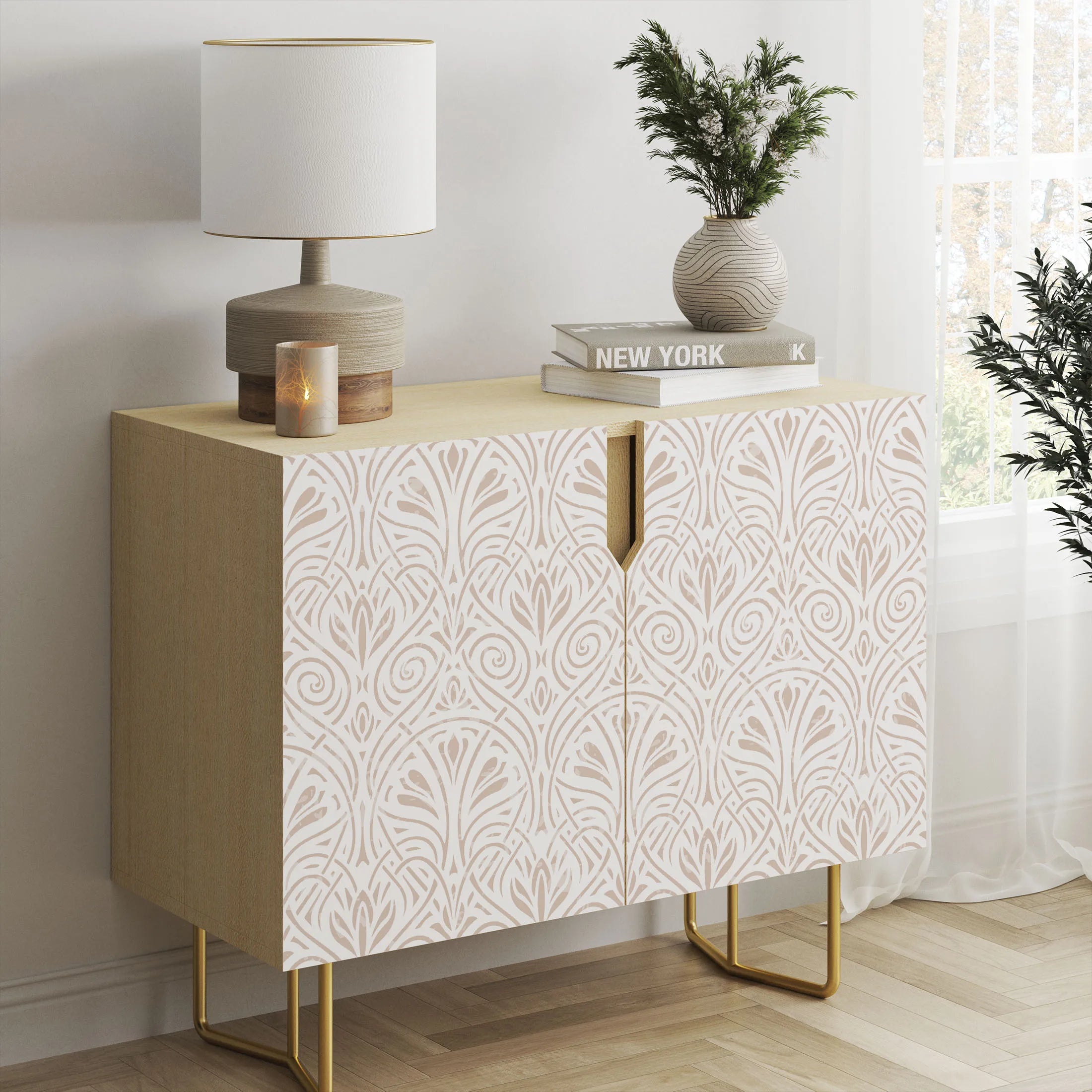 Geometric Peel and Stick Wallpaper Boho Modern Light Brown Self Adhesive Wallpaper Removable Contact Paper for Bedroom Bathroom