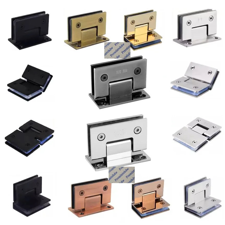 2Pcs 304 Stainless Steel Shower Enclosure Door Hinge 90 135 180 Degrees Rose Gold Matte Black Mirror Antique Bronze White