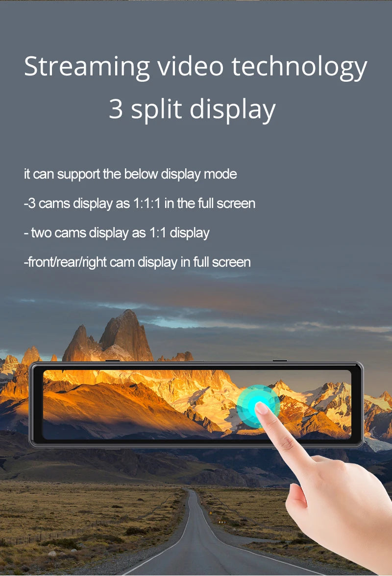 3 Cameras Dash Cam Car Play & Android Auto 2.5k 2560*1440P Rearview Mirror Video Recording WIFI Loop Record Phone APP Car DVR