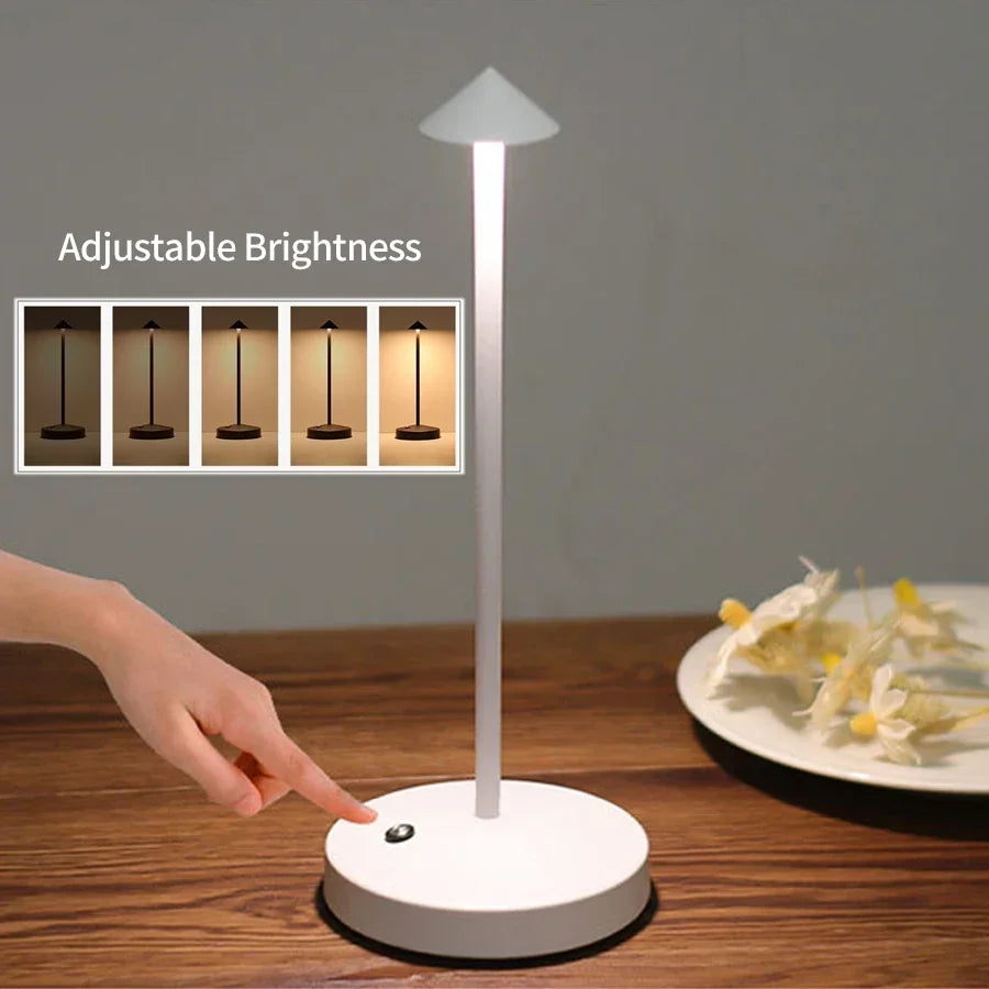 Modern Led Desk Lamp, Wireless, Adjustable Lighting, Dimmable, Touch Control, Rechargeable Lithium Battery, 800Mah, USB Powered, Button Control, Matte Plastic Metal Surface, Pointed Top, Solid Color, Dreamy Theme, Cute, Light