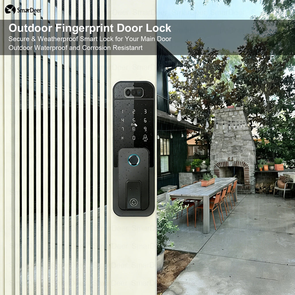 Waterproof Outdoor Smart Door Lock Fingerprint Facial Recognition Password Anti-theft Security Electronic Lock for Gate Garden