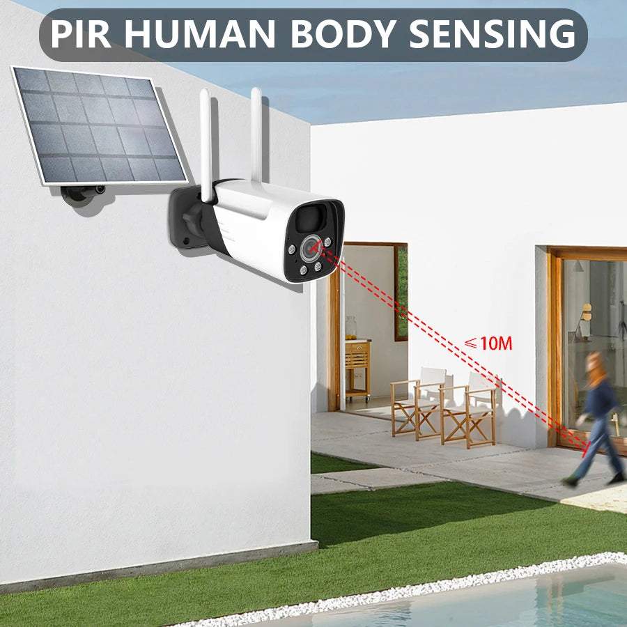 Solar Powered Security Camera Outdoor Wireless WiFi Camera 3MP Home Surveillance Camera Night Vision Waterproof Motion Detecti