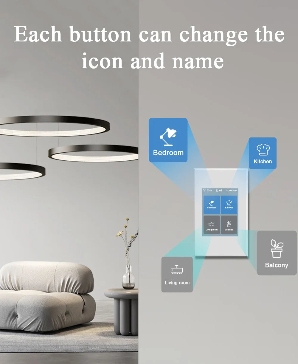Suitable for supporting voice control LCD touch screen panel intelligent switch 4 Gang Light Lanbon WiFi Mesh Zigbee