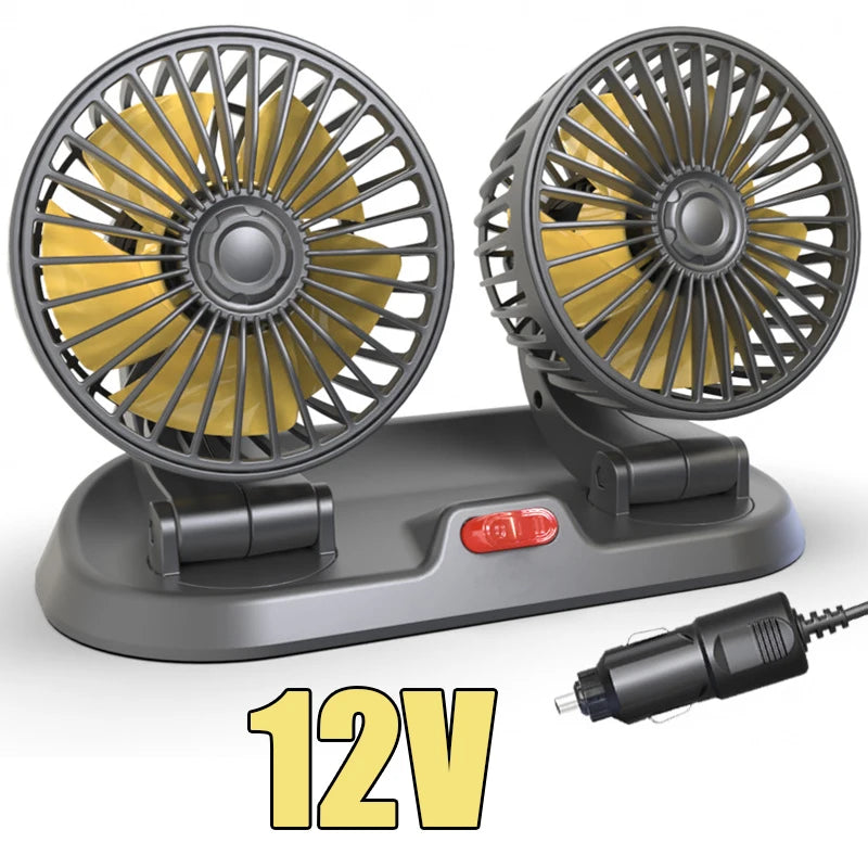 1/2/3 Head Car Fan Summer Air Cooler USB/12V/24V Adjustable 2 Speeds Silent Fan for Home Desk Office & Car