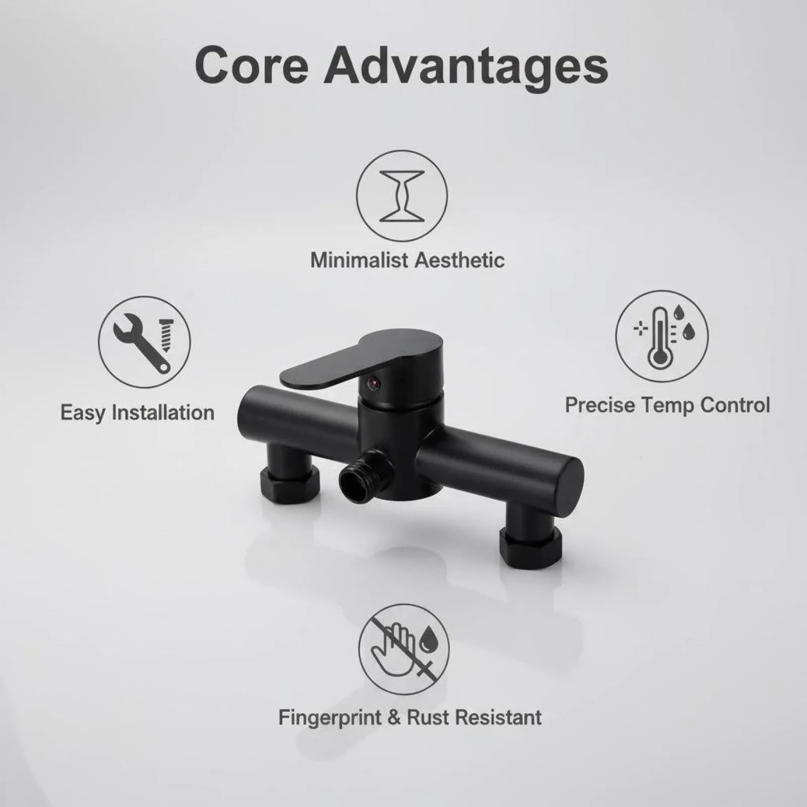 304 Stainless Steel Bathroom Shower Faucet Wall Mounted Triple Tub Faucet Hot and Cold Water Mixing Valve Faucet with G1/2 Inch