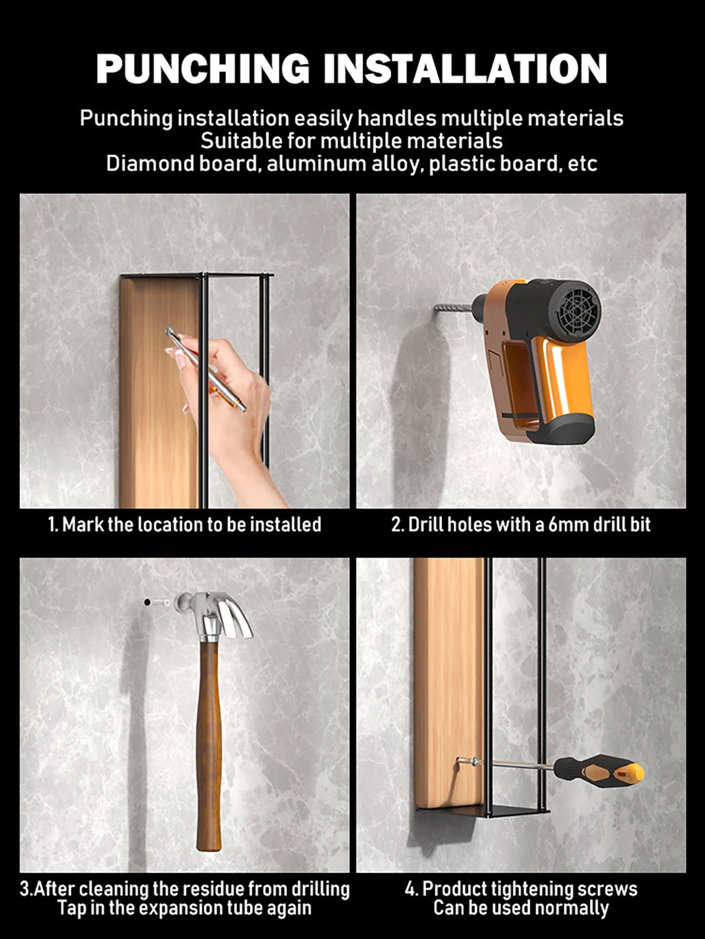 Bathroom wall mounted towel rack, bathroom decorative towel rack, towel hanging rack, roll towel storage, no drilling required