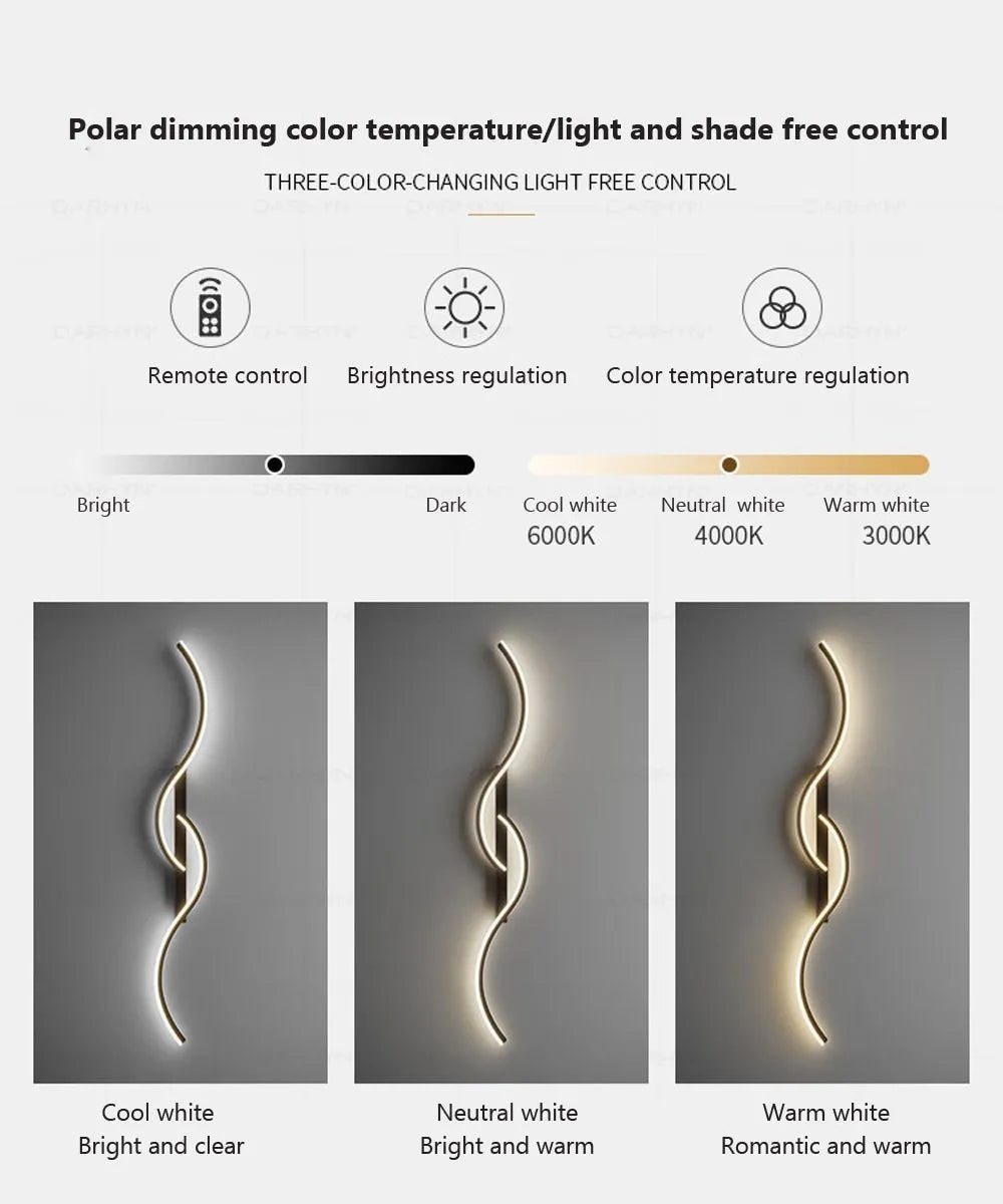 Modern LED Wall Lamp Minimalist Led Light Bedroom Bedside Long Strip Wall Sconces Living Room Sofa Home Indoor Lighting Fixture