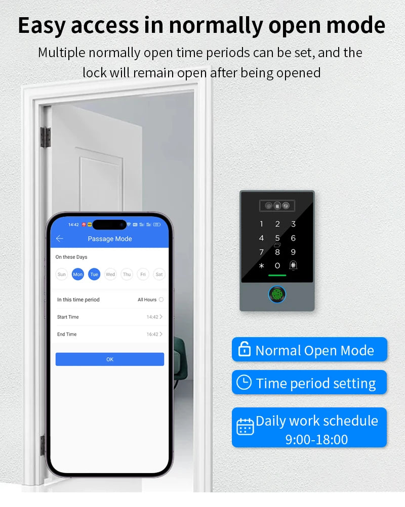 TTLOCK Smart Visual Intercom IP68 Waterproof IC Card Fingerprint WiFi Face Recognition Access Control Machine Home Security