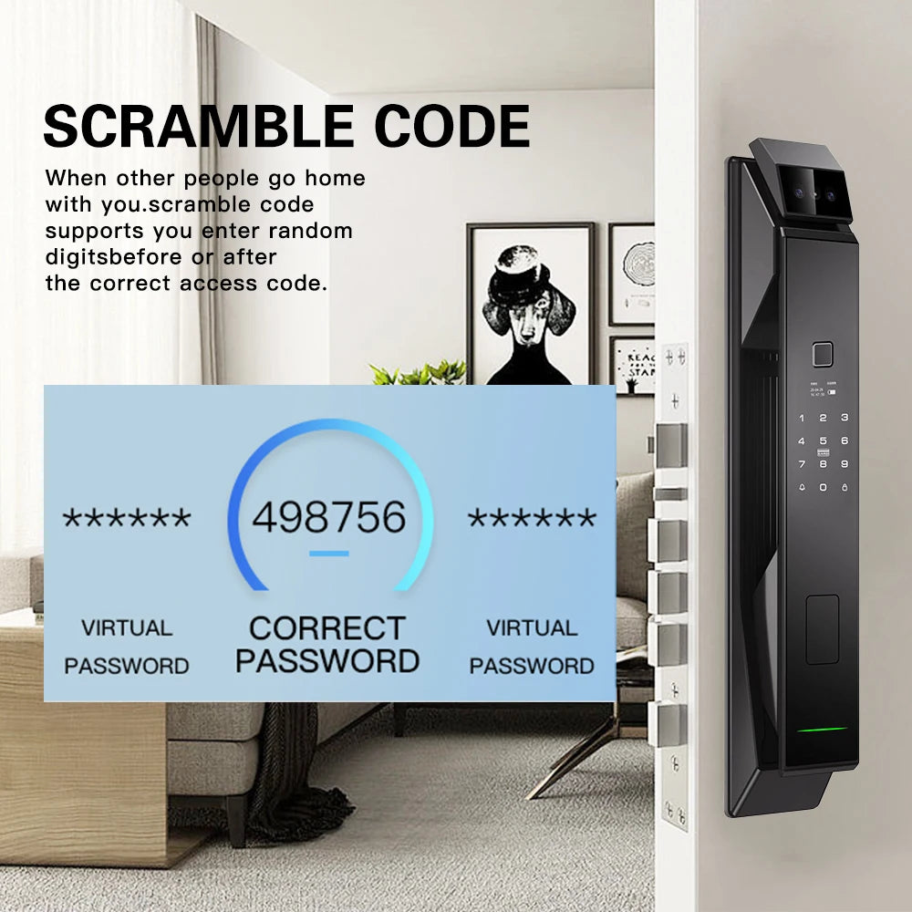 Tuya WiFi 3D Face Recognition Smart Lock with Fingerprint Password Card App Unlocking Face Capture Digital Electronic Lock