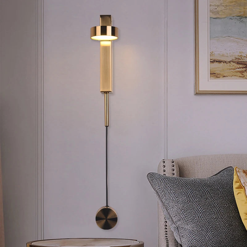 Modern Wall Lamps 360° Rotation Dimming Switch Wall Lights for Bedroom Study Room Decor Living Room Gold Black 12W