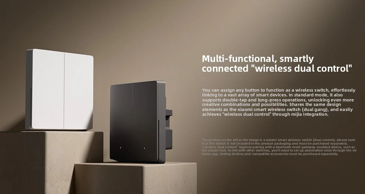 Xiaomi Smart Wall Switch Single Double Triple Key Dual Control Live&Neutral Line Work for Smart Light Mi home App