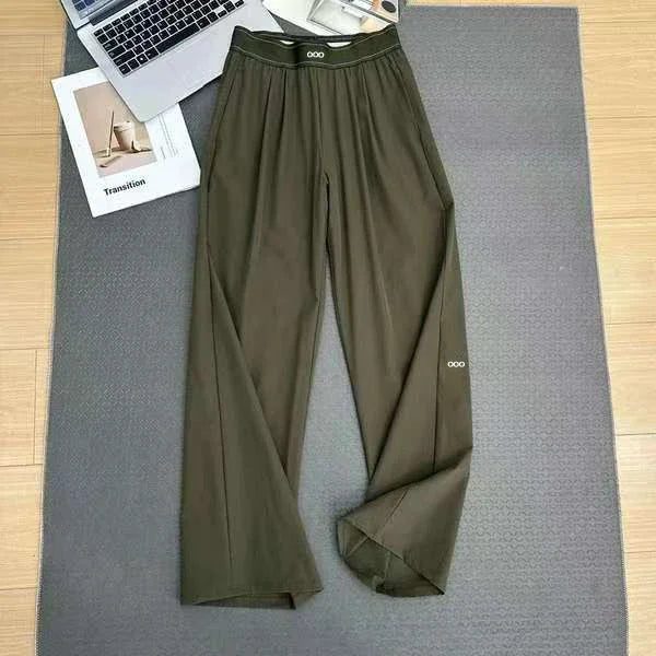 New High Waist Straight Leg Yoga Pants Women‘s Lightweight Quick-Dry Sports Long Pants Loose Slimming Casual Versatile Trousers