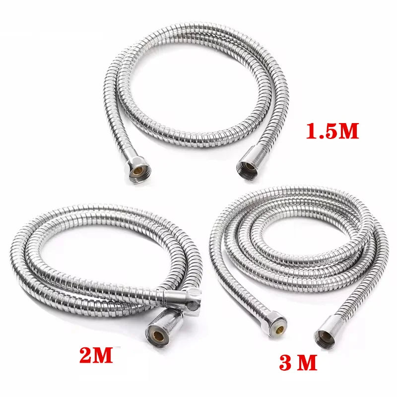 Black 1.5m/ 2m /3m G1/2 Inch High Quality Flexible Shower Hose Stainless Steel Chrome Bathroom Water Head Shower Extension Pipe