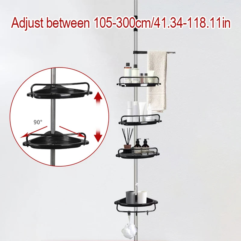 Stainless Steel Bathroom Corner Storage Rack Telescopic 4 Layer Shower Organizer For Shampoo Shower Gel Punch-Free Bathroom Rack