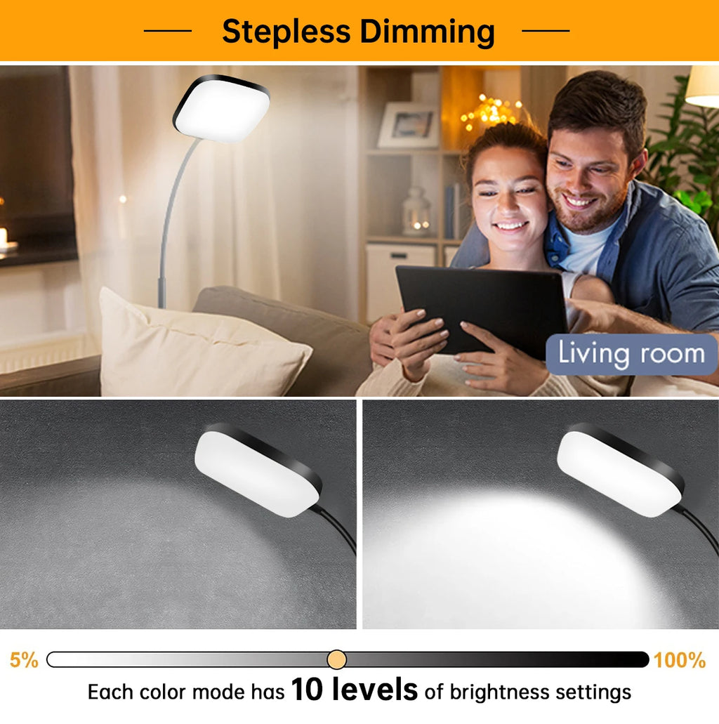 Modern LED Floor Lamp Bright 18W Sofa Reading Lamps for Lash Extensions Dimmable Modern Standing Light Adjustable Gooseneck