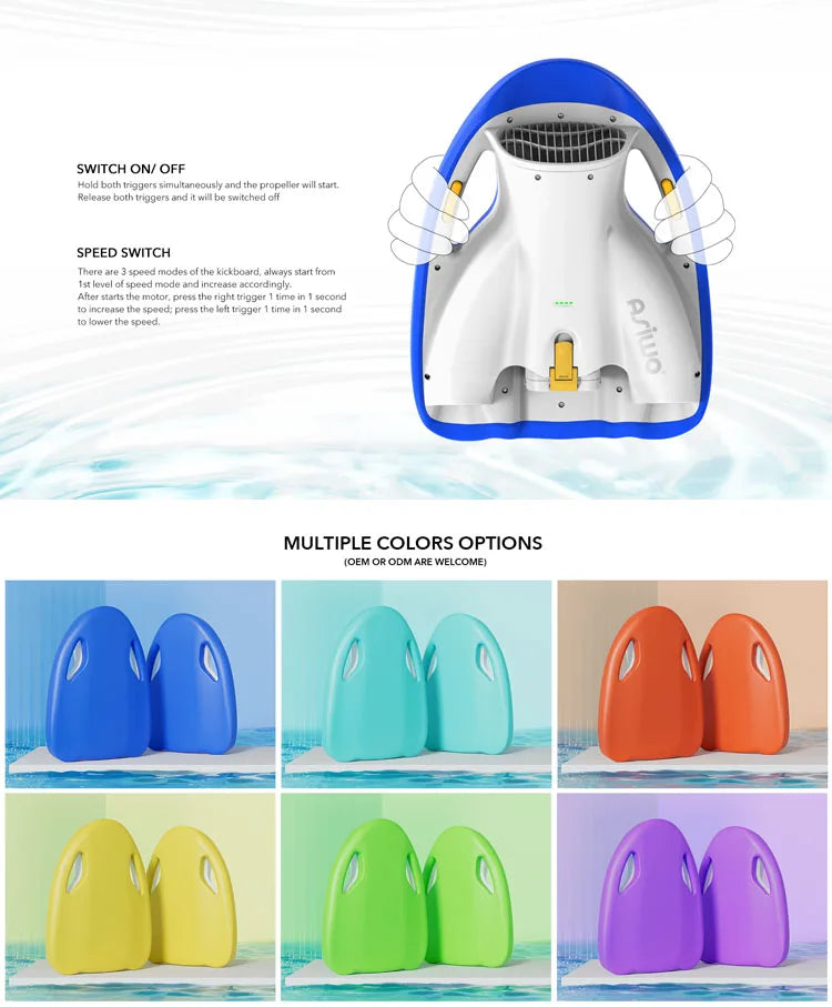 Electric Swimming Kickboard 3-Speed Swim Training Board for Kids & Adults Rechargeable Pool Float for Water Sports&Swim Practice