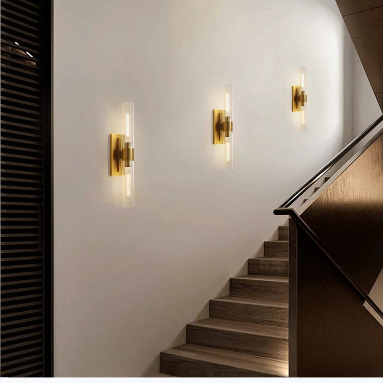 Modern Led Double Head Glass Wall Light For Living Room Bedroom Bathroom Loft Wall Lamps Luxury Indoor Room Decor Mirror Sconces