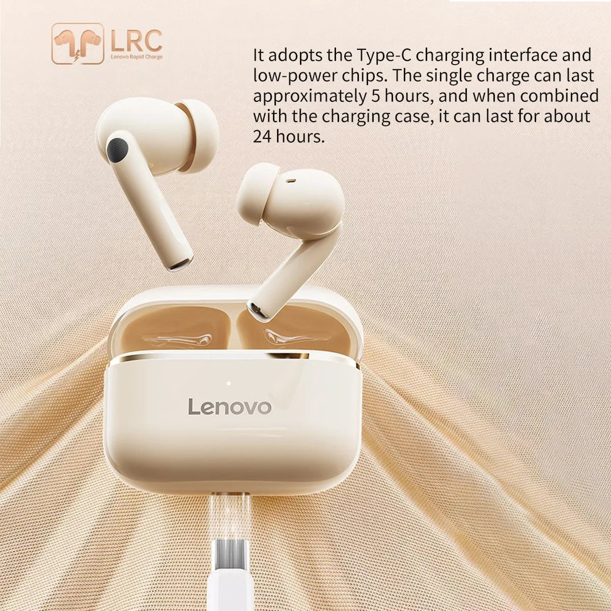 Lenovo Wireless Earbuds Low Latency BT5.4 HD Call with Noise Reduction Long Standby Ergonomic Human-Ear Design