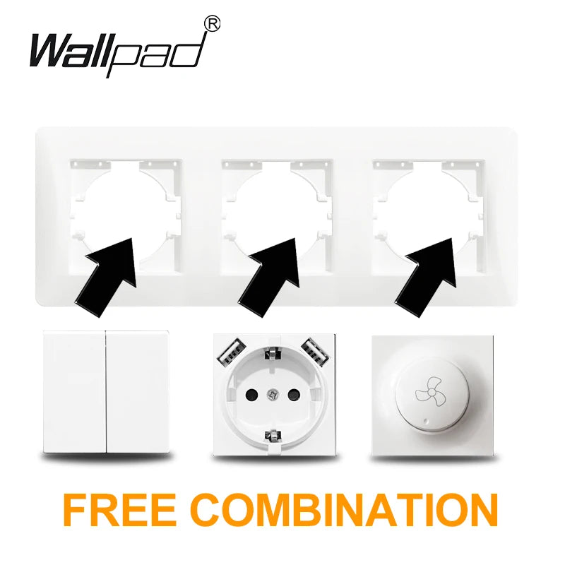 Touch Light Switch With EU Power Wall Sockets White Black 300W Led 1 Gang 1 Way Crystal Glass Panel Interruptor 157mm*86mm