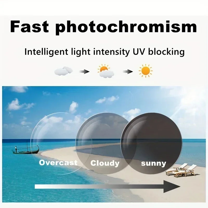 Unisex Fashion New Photochromic Multifocal Presbyopia Glasses Large Frame Ultralight Blue Light Blocking Reading Glasses TO +4.0