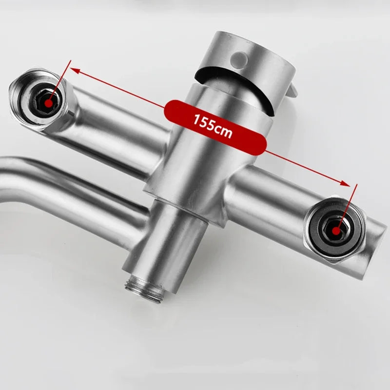 Stainless Steel Shower Mixer Faucet Shower Diverter Wall Mounted Bathroom Fixtures Ceramic Valve Core Universal Hot Cold Tap