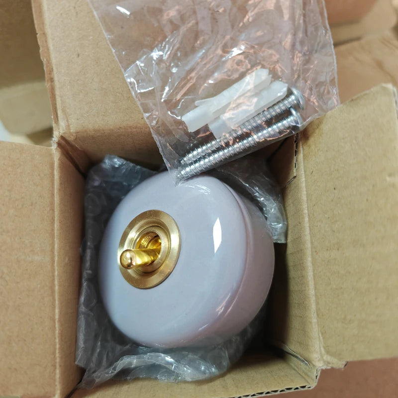 Home Improvement Round Ceramic Retro Toggle Switch 1 Ｗay 2 Way Control Wall Light Rocker Switch