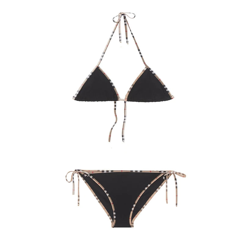 Check Bikini Sets Luxury Designer Brand Classic Print Swimsuit Two-piece Fashion Sexy Beach Swimwear 2024 Summer Women Clothing