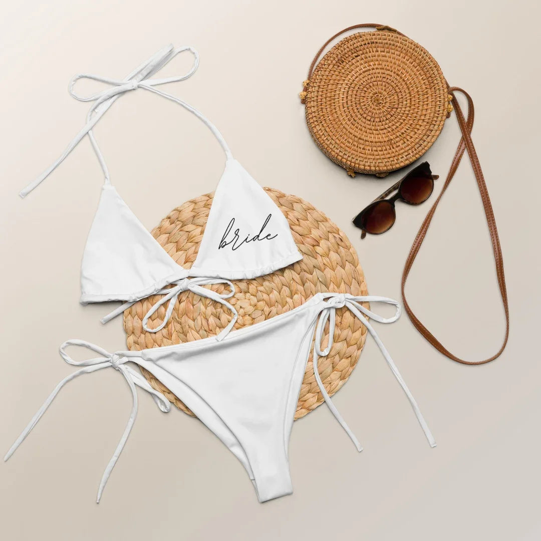 2026 New Y2K Summer American Retro Text Printed Hot Girl Hanging Neck Strap Bikini Street Trend Simple Leisure Beach Vacation