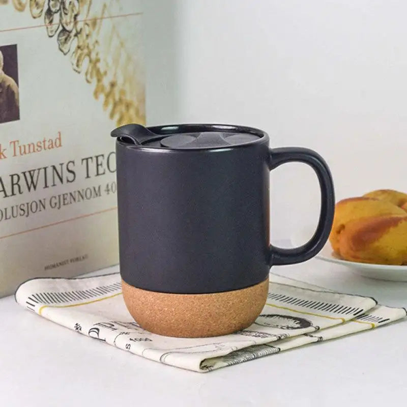 Cork Bottom Ceramic Frosted Coffee Mug Non-slip 350ml Easy Wash Drinking Cup for Office Home Gift Giving