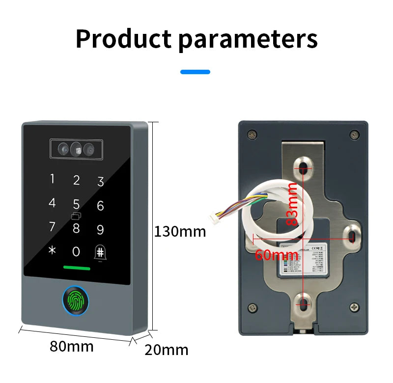 TTLOCK Face Recognition Video Doorbell Intercom Attendance Machine Fingerprint + Palm Vein + 3D Facial Recognition 3-in-1 IP67