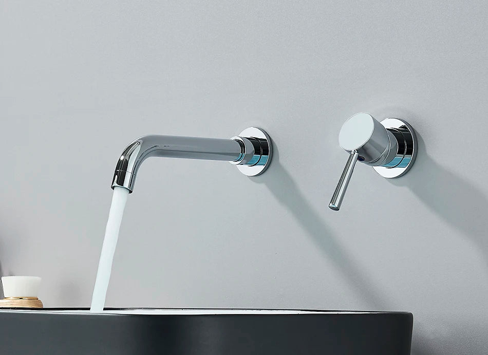 Brushed Gold/Black Basin Faucet Concealed Wall Mounted For Bathroom Faucets Bath Basin Sink Tap Bathtub Hot And Cold Water Mixer