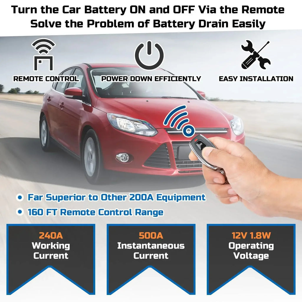 Auto Battery Master Switch with Remote, 240A Kill Switch 12V Remote Battery Disconnect Switch with Led Voltage Display Automatic