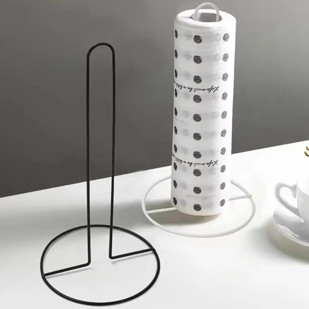 1Pcs New One-handed Tear Roll Paper Towel Holder Vertical Free Standing Napkins Rack Black/Silver Tissue Stand