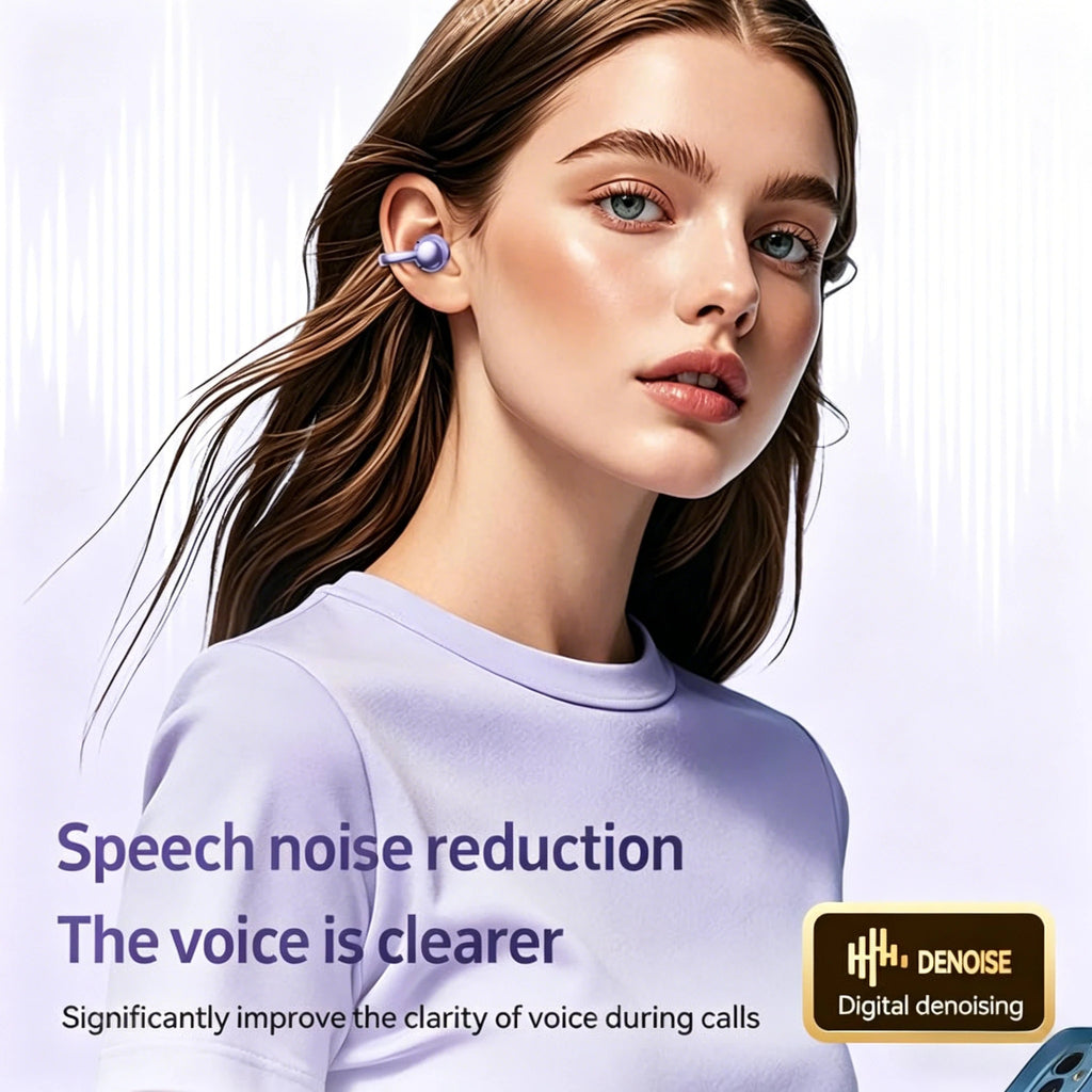 Wireless Clip Headphones Bluetooth Headset Handsfree Noise Canceling Earphones Clip Ear Music Sports Gaming Earplugs With Mic