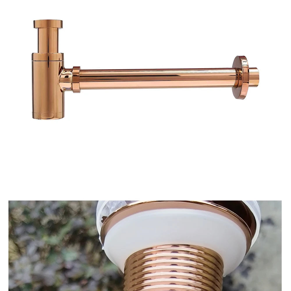 Rose Bathroom Siphon Drainer Sink Bottle Trap Modern Pop Up Filter Fixture Waste Stopper Set Washbasin Hose Accessory Renovation