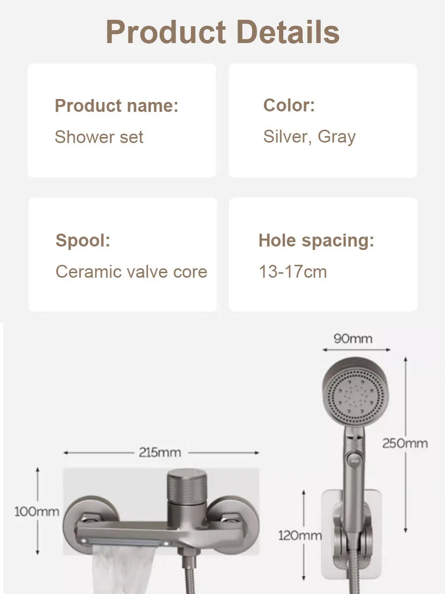 Brass Bathroom Shower Faucet Basin Faucets Wall Mounted Triple Tub Faucet Hot and Cold Water Mixing Valve Faucet