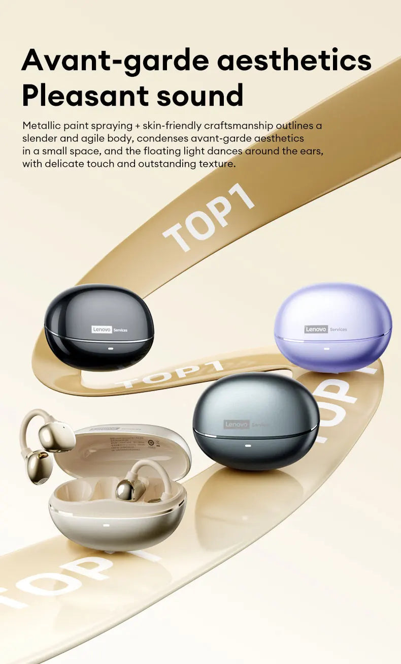 Lenovo RS106 OWS Ear Clip Bluetooth 6.0 Earphones Stereo Sound Sports Music Wireless Headphones Low Latency HD Call Earbuds New